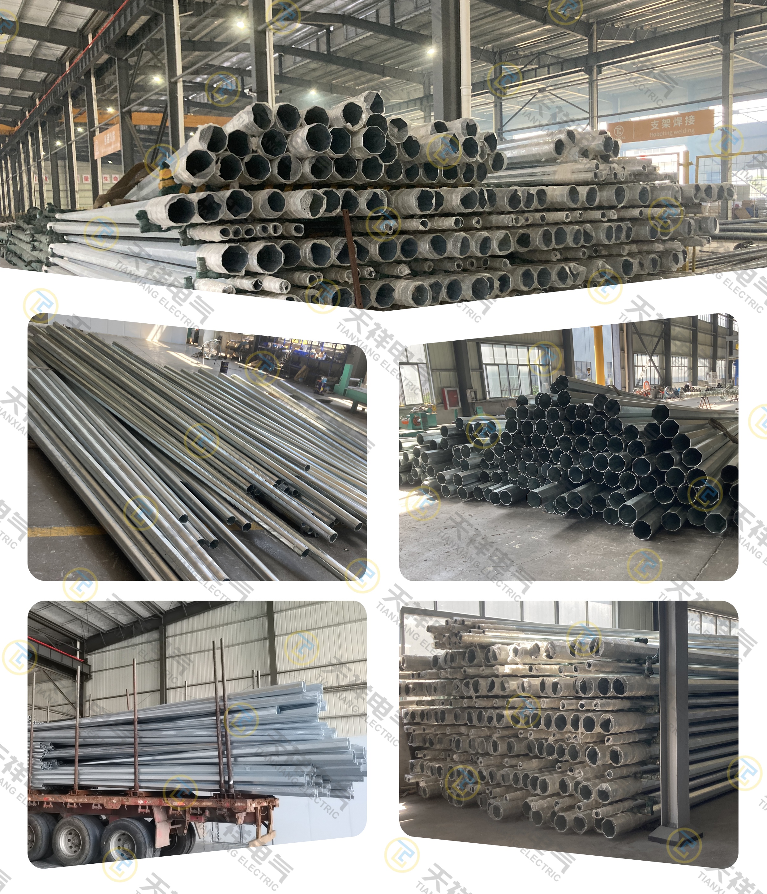 8m Galvanized Steel Electric Pole